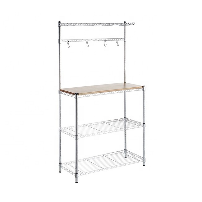 3 Shelf Metal Steel Adjustable Height Heavy Duty Retail Display Shelving Unit Chrome Wire Shelf