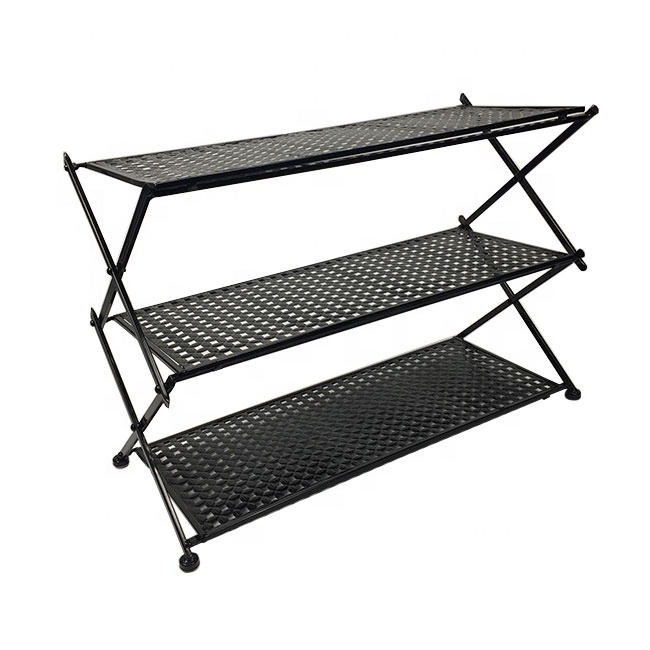 3 Tier Wholesale Supplier Portable Foldable Wire Rack Metal Floor Stand Boot Shoe Rack Metal Shoe Racks