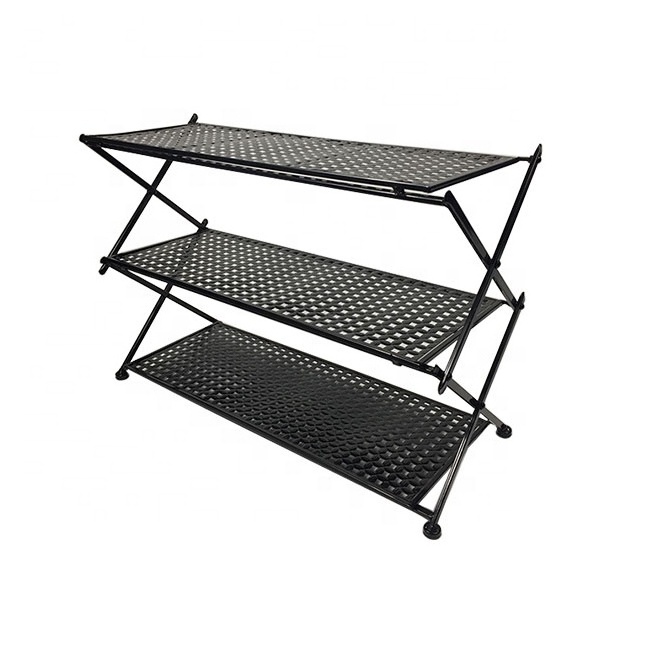 3 Tier Wholesale Supplier Portable Foldable Wire Rack Metal Floor Stand Boot Shoe Rack Metal Shoe Racks