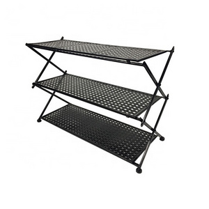 3 Tier Wholesale Supplier Portable Foldable Wire Rack Metal Floor Stand Boot Shoe Rack Metal Shoe Racks