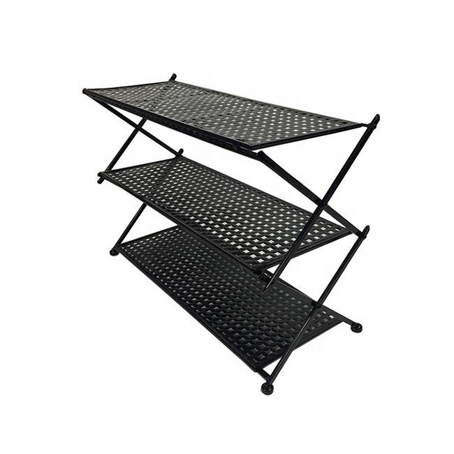 3 Tier Wholesale Supplier Portable Foldable Wire Rack Metal Floor Stand Boot Shoe Rack Metal Shoe Racks