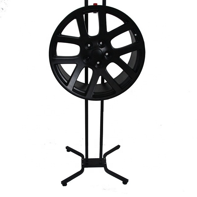 Free Standing Kiosk 360 Rotatable Motorcycle Tire Rack Wheel Rim Display Rack Metal Tire Display Stand