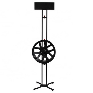 Free Standing Kiosk 360 Rotatable Motorcycle Tire Rack Wheel Rim Display Rack Metal Tire Display Stand