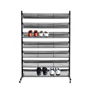 Metal Flooring 7 Layers Double Sided Collapsible Shoe Rack Metal Slanting Shoe Storage Rack