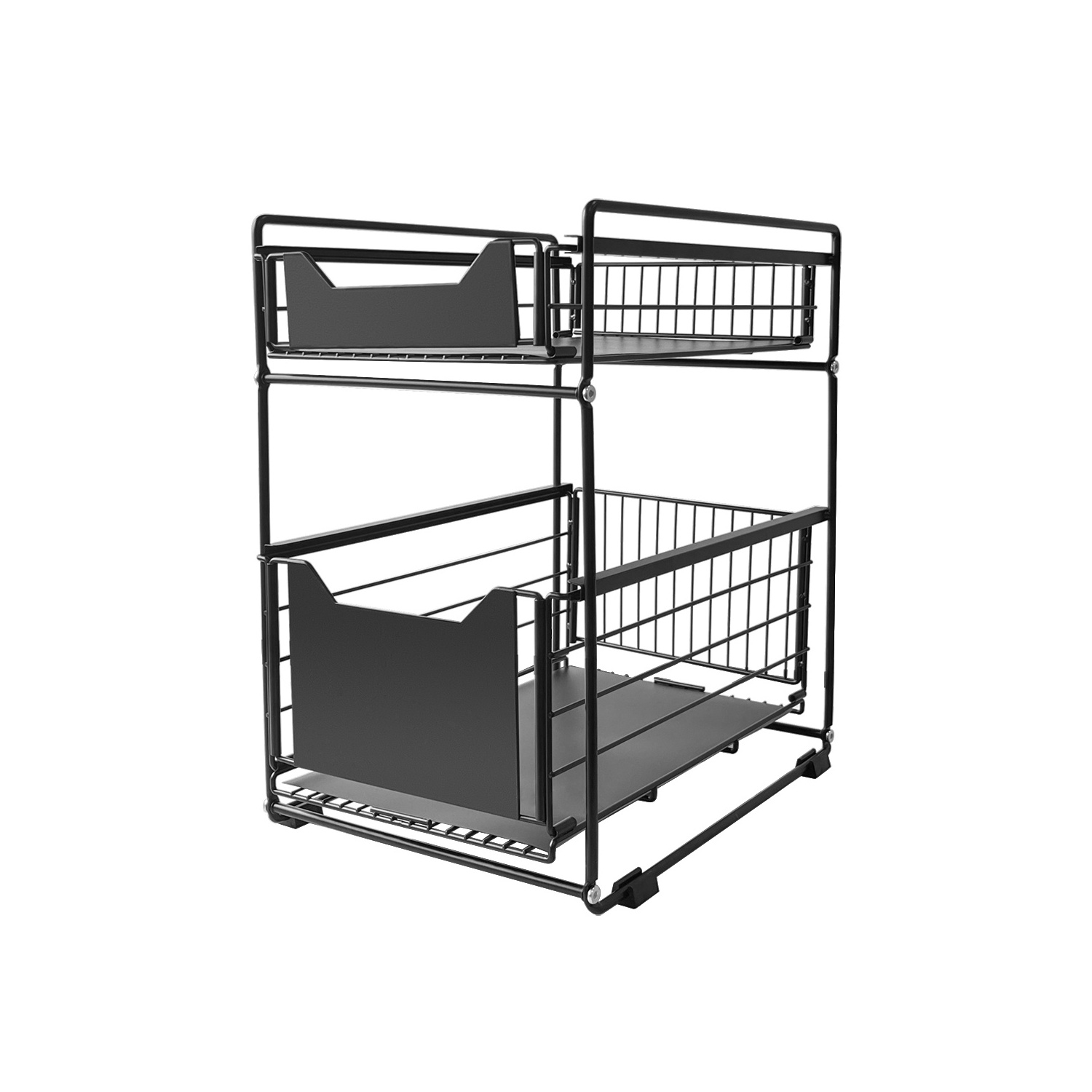 Hot Sell  2-tier Metal Kitchen Storage Rack Cabinet Slide out Bathroom Kitchen Under Sink Organizer