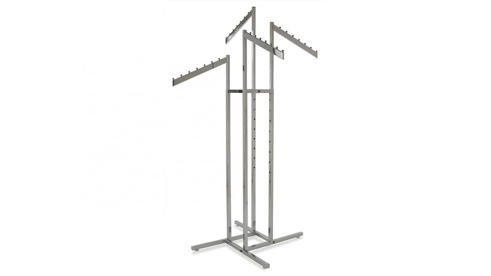 Chrome Plated Adjustable Height Arms Metal 4 Way clothes rack for clothing store clothing stand metal garment display rack