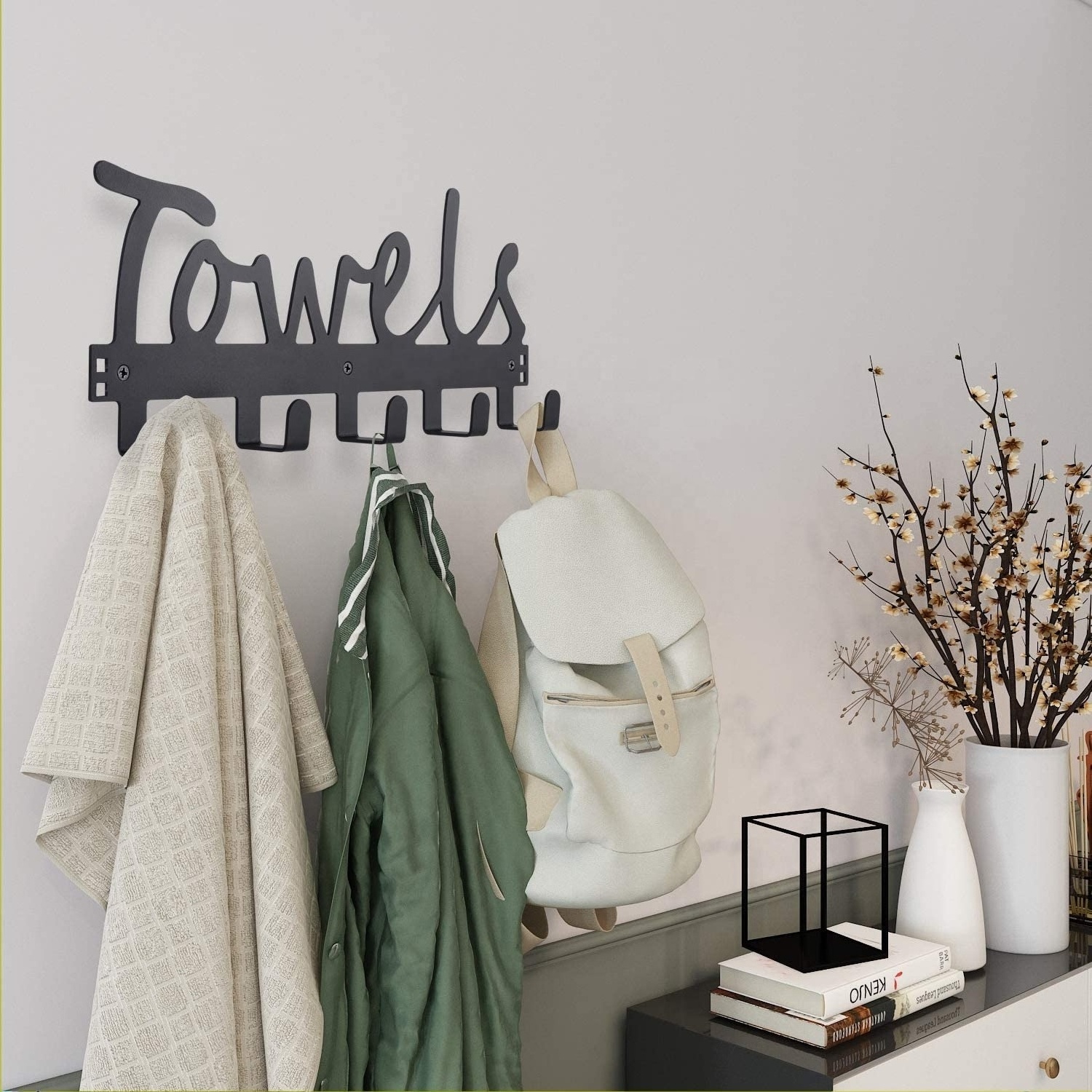 Hot Sell Over The Door Towel Rack Holder Metal Wall Mounted Bathroom Towel Racks With Hooks