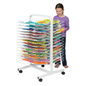 Children Drawing Paper Book Sort Management Storage Organizer Display Shelf Stand Metal Drying Shelving Rack