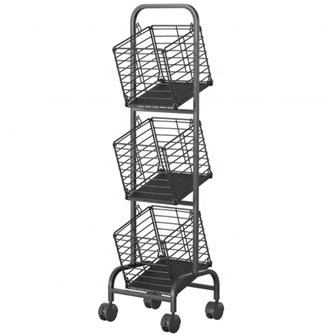 New Arrival Kitchen Storage Rack Fruit And Vegetable Storage Basket 3 Tier Metal Kitchen Storage Basket With Wheels