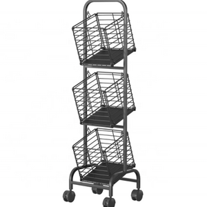 New Arrival Kitchen Storage Rack Fruit And Vegetable Storage Basket 3 Tier Metal Kitchen Storage Basket With Wheels