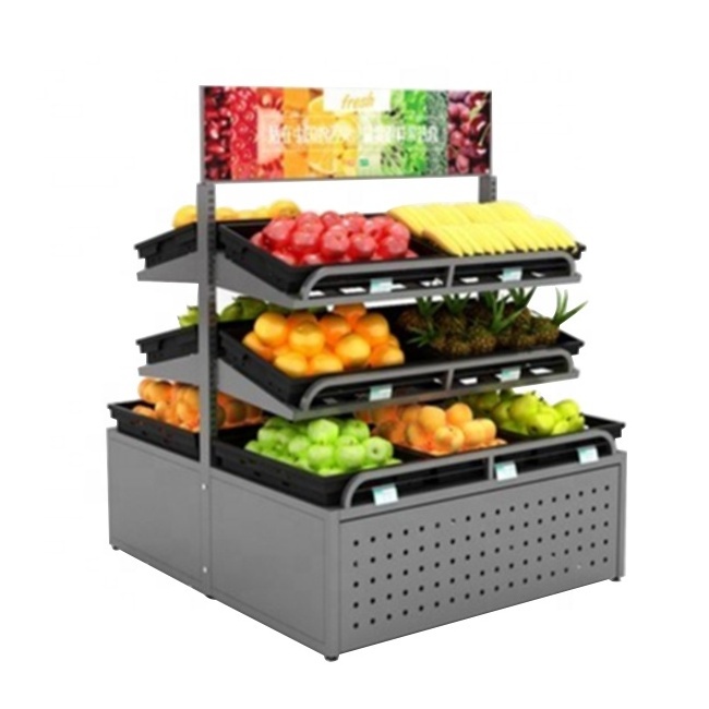 ODM supermarket grocery store fruit stand shelf Fruit Vegetable Display stand Rack