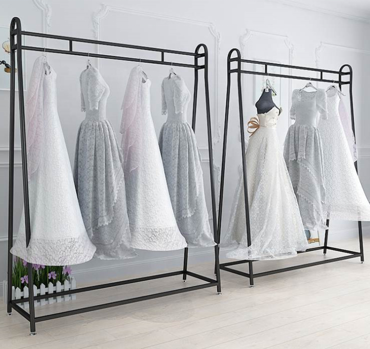 OEM Shopping Mall Gold Clothing Rack Stackable T-Shirt Wedding Dress Display Rack