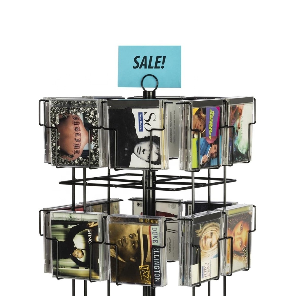 Rotating Floor Metal Pocket Post Greeting Card Display CD Calendar Magazine Display Stand Rack