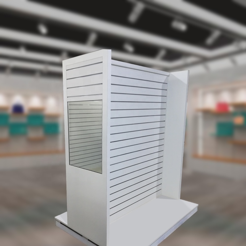 Garment shop fitting wood slatwall gondola clothing display rack