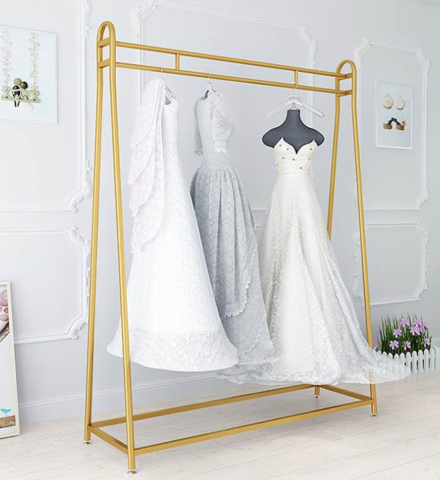 OEM Shopping Mall Gold Clothing Rack Stackable T-Shirt Wedding Dress Display Rack