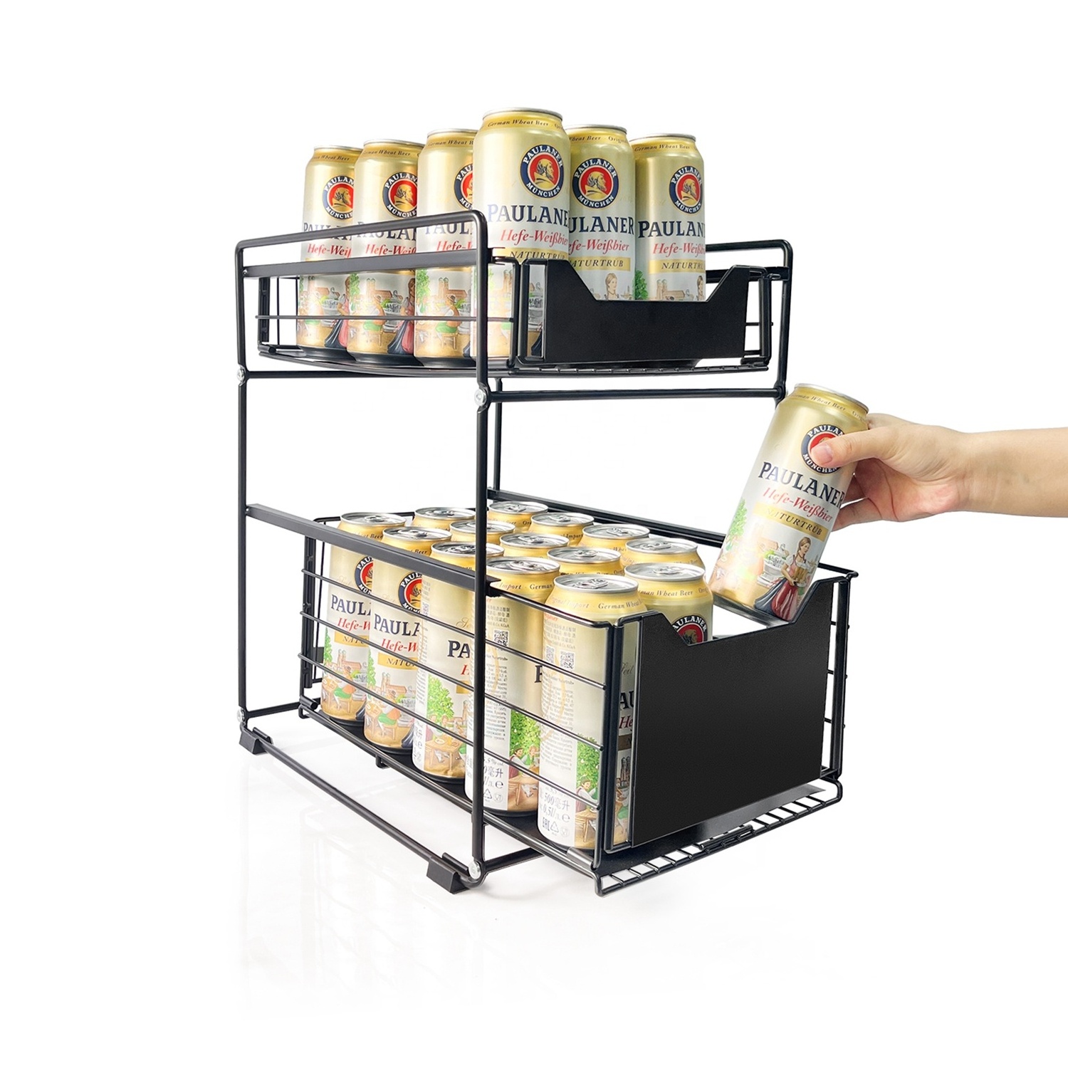 Hot Sell  2-tier Metal Kitchen Storage Rack Cabinet Slide out Bathroom Kitchen Under Sink Organizer