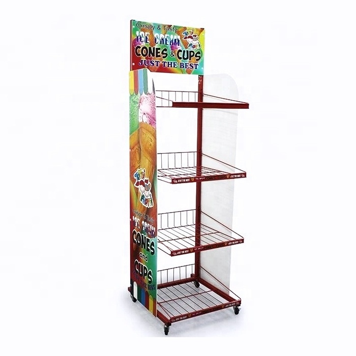 Light Duty Potato Chips Snack Food Display Stand Wire Shelf For Chips Supermarket Metal Wire Shelving Display Rack