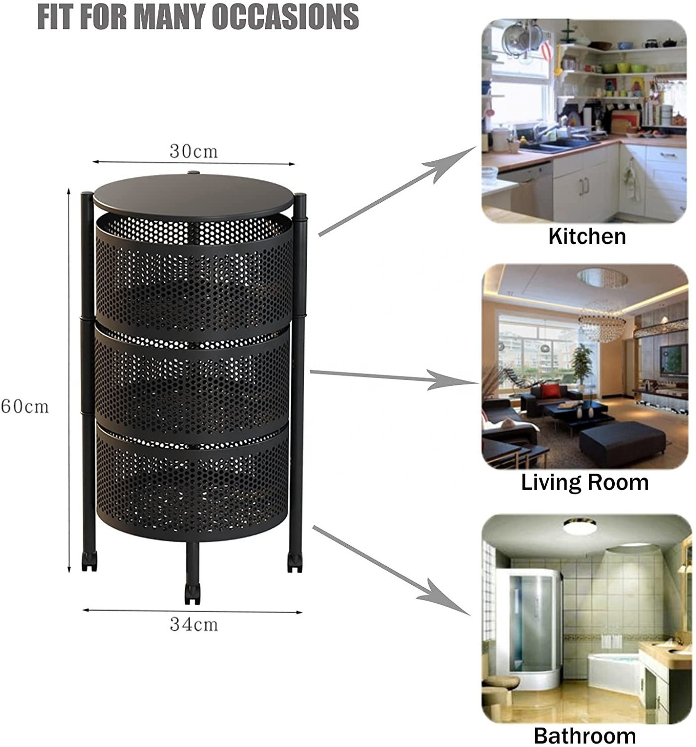 Good Quality Round Shape Fruit And Vegetable Storage Rotating Kitchen Metal Vegetable Storage Basket