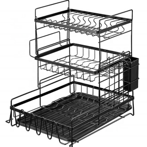 Hot Sale 2 and 3 Tier Dish Rack With Drain Pan Metal Kitchen Storage Rack Wire Kitchen Organizer for Home Use