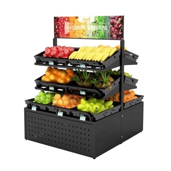 ODM supermarket grocery store fruit stand shelf Fruit Vegetable Display stand Rack