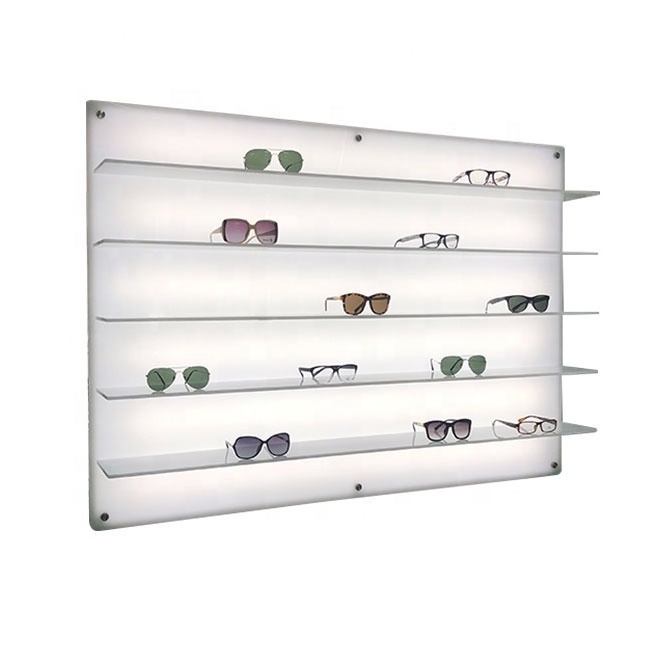 Customized Fashion Sunglasses Stand Acrylic Sunglasses Display Rack With LED Light