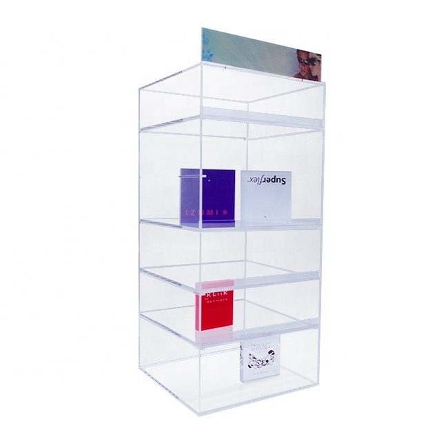 High Gloss Acrylic Cabinets Desktop 5 Layer Cosmetic Display Cabinet Showcase Acrylic