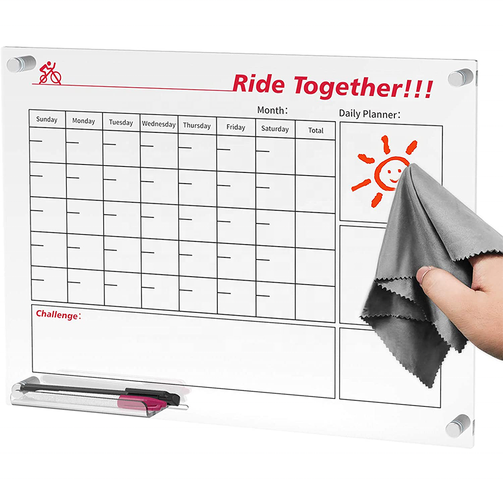 Acrylic Cycling Schedule Planner acrylic Clear dry erase Writing note message memo board Monthly Wall Calendar for Daily Riding