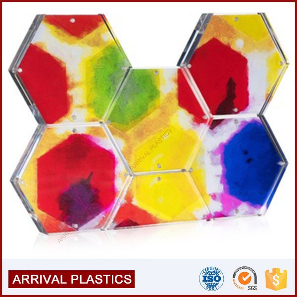 Unique Gift Stackable Picture Holder Magnet Hexagon Clear Acrylic Photo Frame