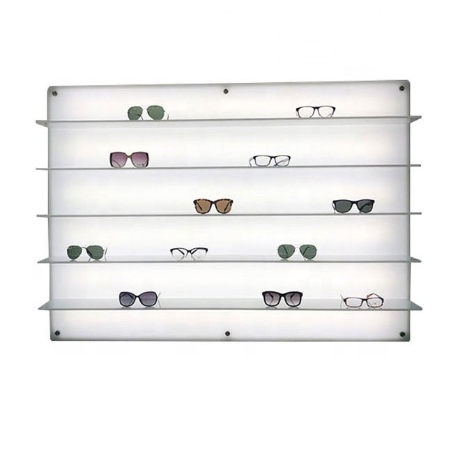 Customized Fashion Sunglasses Stand Acrylic Sunglasses Display Rack With LED Light