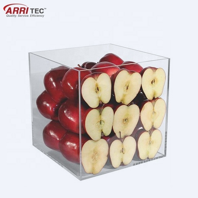 5 Sided Clear Fruit Display Box Custom Acrylic Fruit Storage Cube