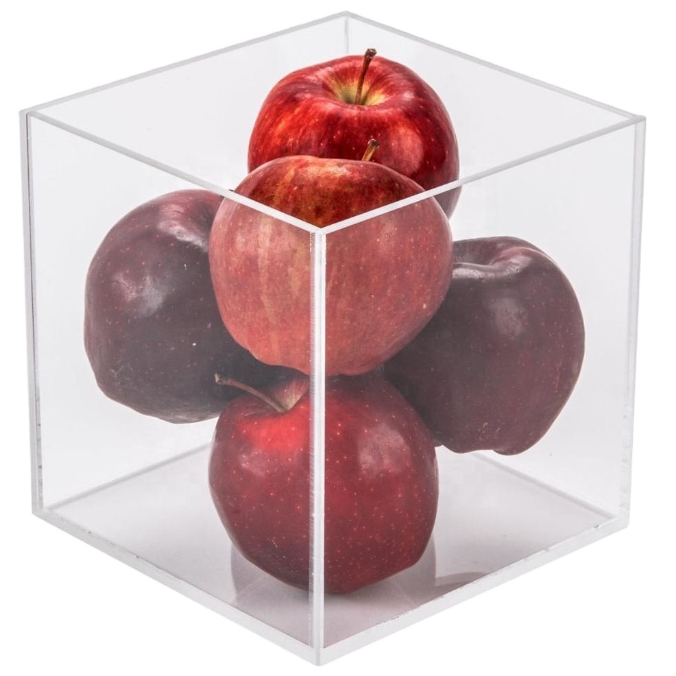 5 Sided Clear Fruit Display Box Custom Acrylic Fruit Storage Cube