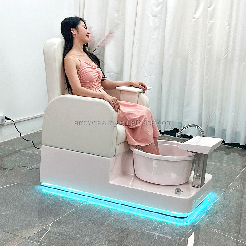 Luxury Modern Beauty Nail Salon Furniture Equipment Foot Spa  Manicure Pedicure Spa Chair With Glass Foot Tub