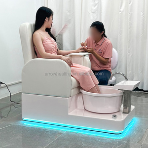 Luxury Modern Beauty Nail Salon Furniture Equipment Foot Spa  Manicure Pedicure Spa Chair With Glass Foot Tub