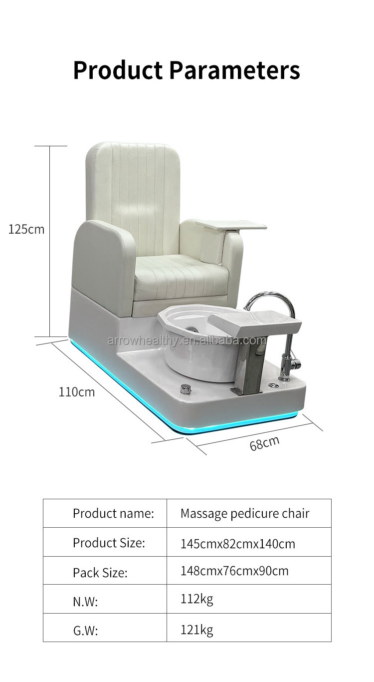 2023 Luxury New Comfortable Simple Style Foot Spa Pedicure Chair With Sink