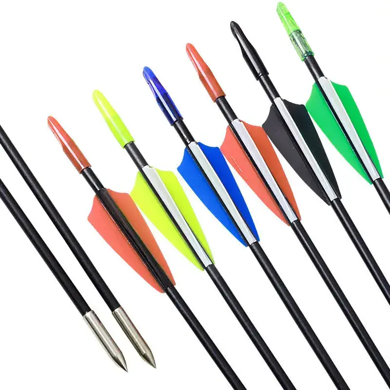 12pcs 28/30/31 inch OD7mm Spine 800 Fiberglass Arrows for Recurve Bow Archery Hunting