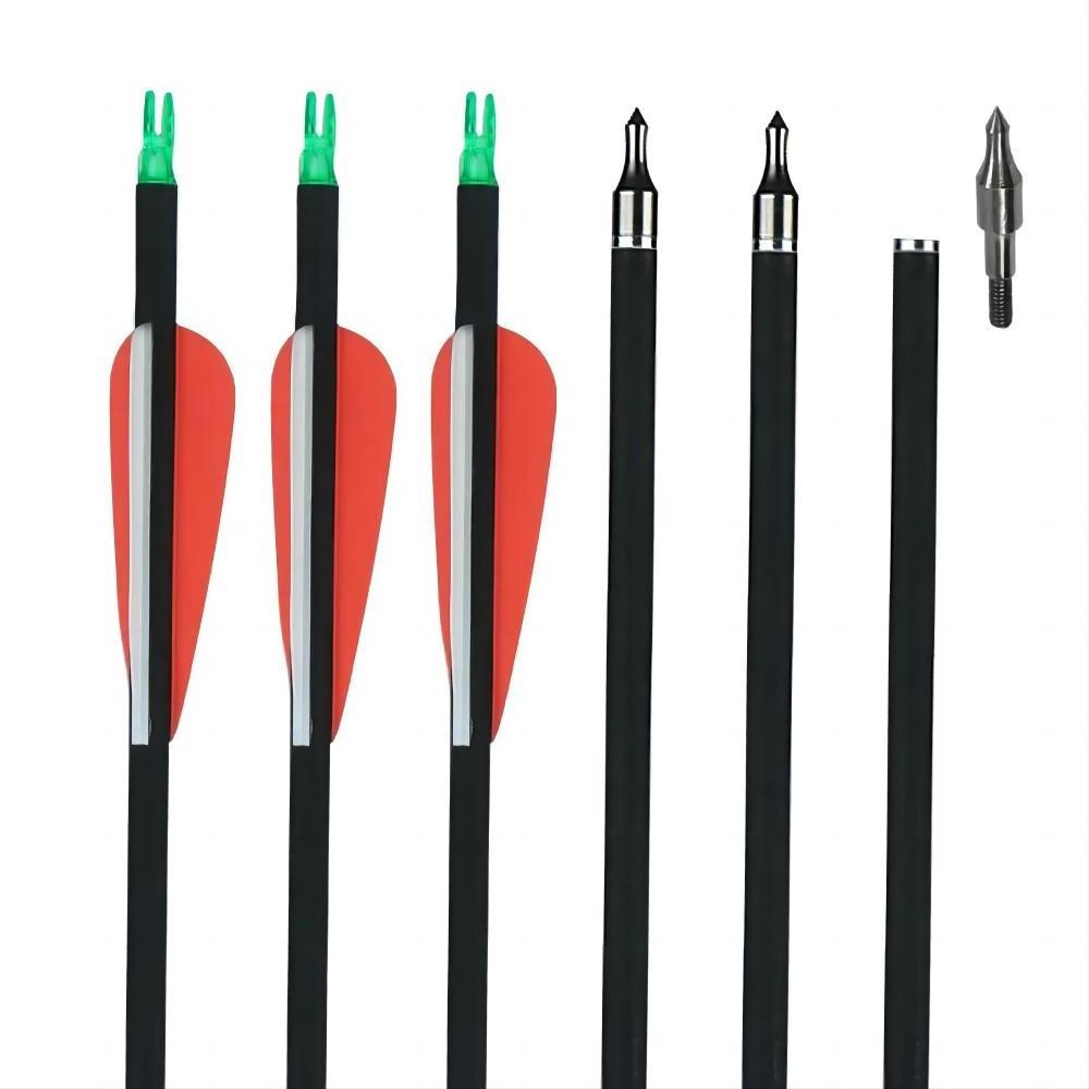 31 inch Carbon Arrow Combinable Portable Arrow Practice Hunting Arrows for Compound & Recurve Bow(Pack of 12)