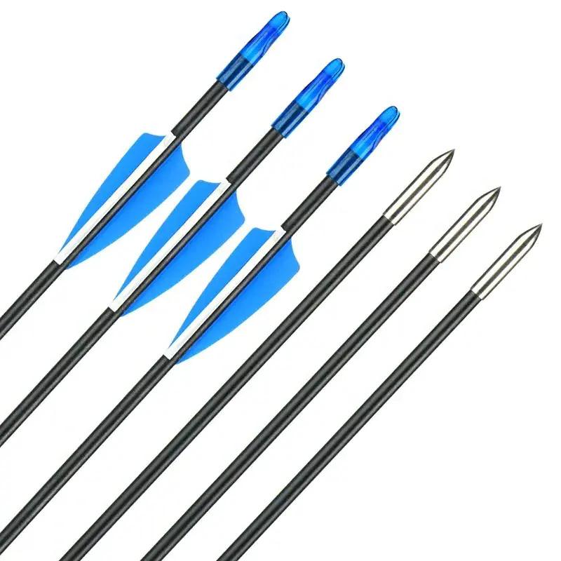 12pcs 28/30/31 inch OD7mm Spine 800 Fiberglass Arrows for Recurve Bow Archery Hunting