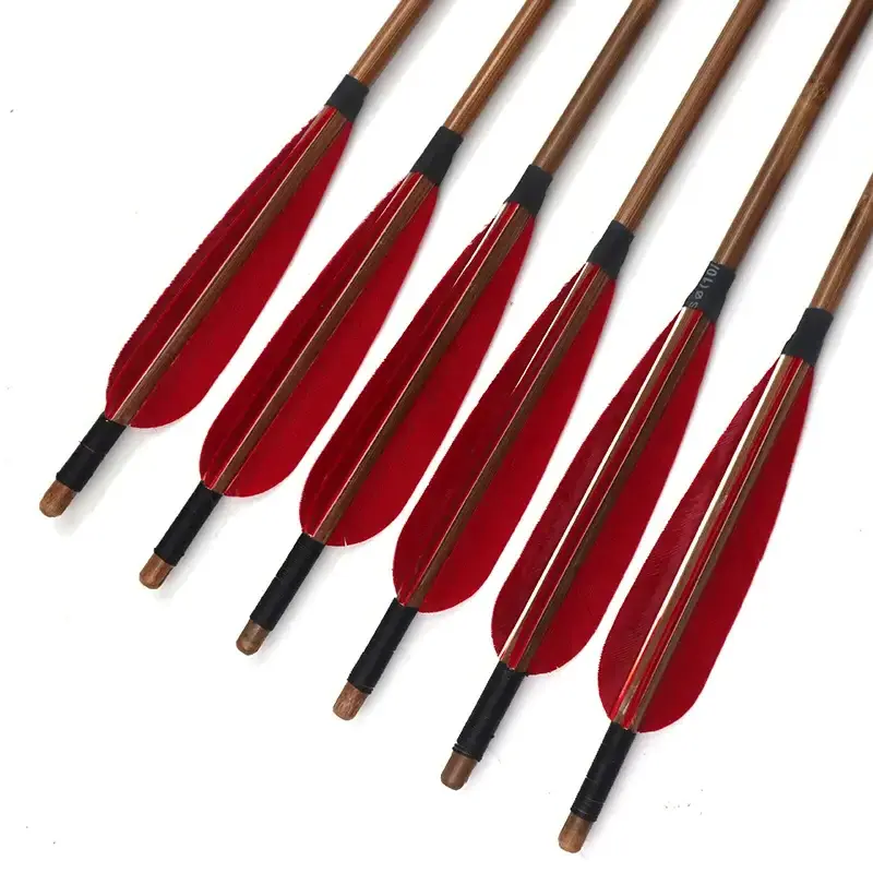 12Pcs High Quality Bamboo Arrows  For Traditional Bow Archery Hunting Shooting Outdoor