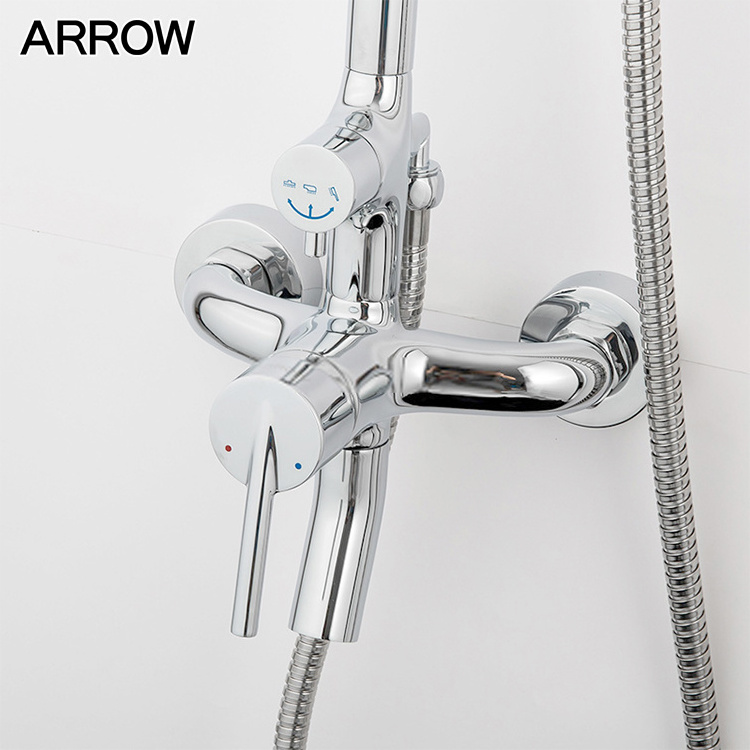 Wall Mounted Bath Bathroom Chrome Rain Fall Water Mixer Shower Faucet