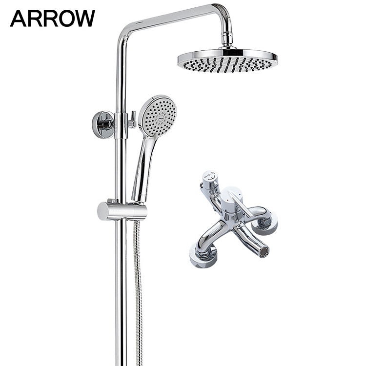 Wall Mounted Bath Bathroom Chrome Rain Fall Water Mixer Shower Faucet