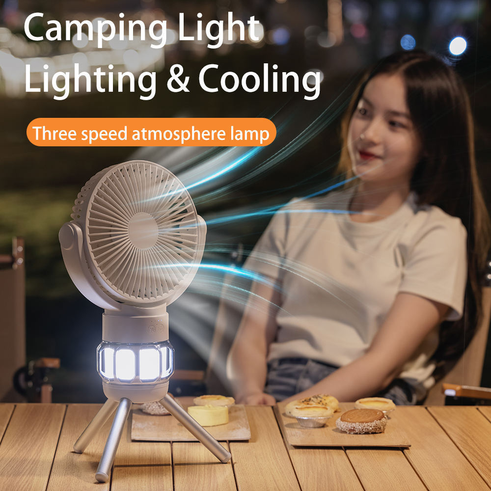 3 in 1 Lamp Portable Ceiling Rechargeable Camping Portable Fan with LED Light