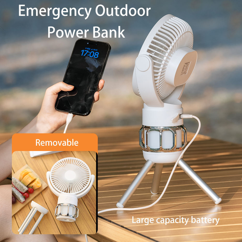 3 in 1 Lamp Portable Ceiling Rechargeable Camping Portable Fan with LED Light