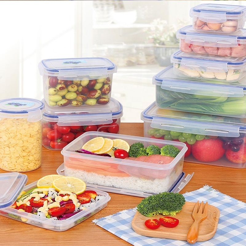 4-7pcs/Set Fridge Food Container Storage Box with Snap Lock Lids for Pantry Food Storage Containers