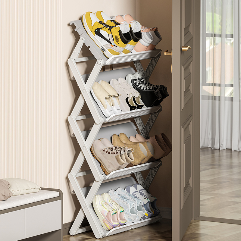 Multi Layers Modern Foldable Anti Slip Organizer Plastic Stand Shoes Rack