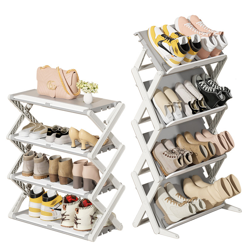 Multi Layers Modern Foldable Anti Slip Organizer Plastic Stand Shoes Rack