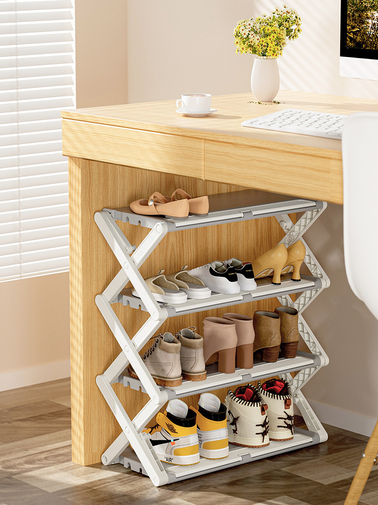 Multi Layers Modern Foldable Anti Slip Organizer Plastic Stand Shoes Rack