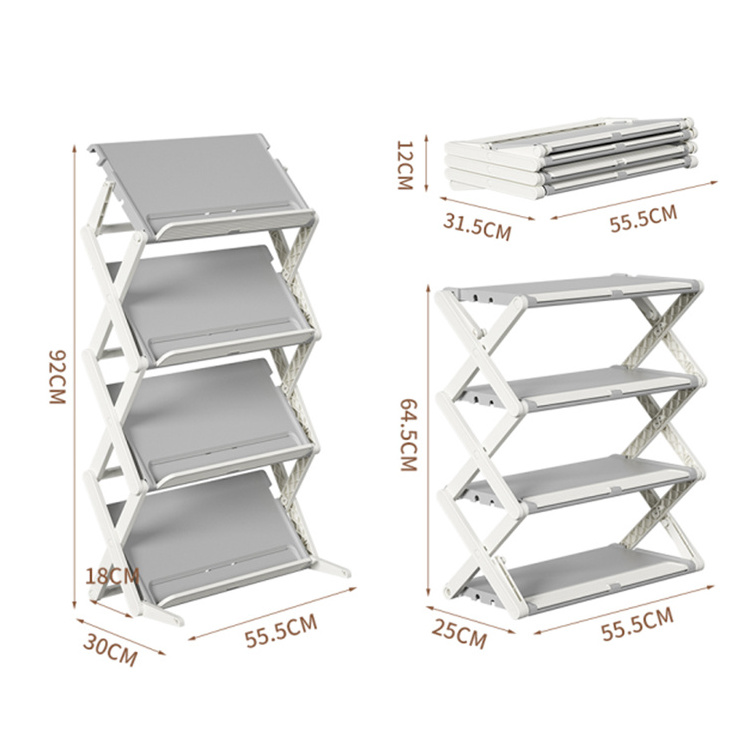 Multi Layers Modern Foldable Anti Slip Organizer Plastic Stand Shoes Rack