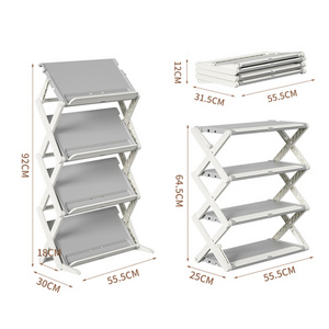 Multi Layers Modern Foldable Anti Slip Organizer Plastic Stand Shoes Rack