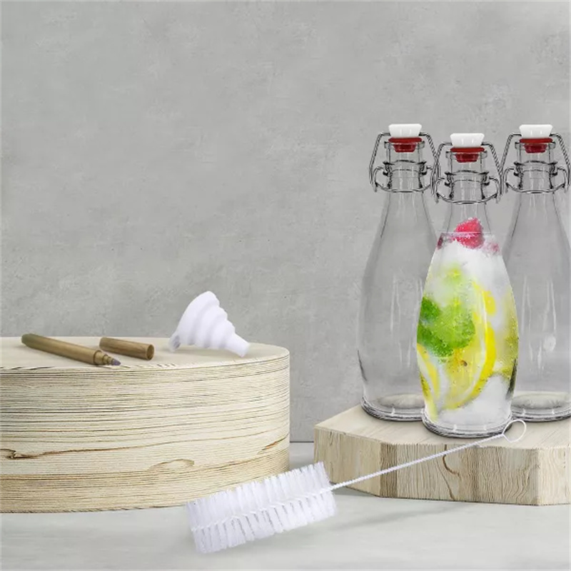 wholesale new design 16 oz Flip top glass bottles 8.5 oz Clear Glass Bottle with Swing Top 1000 ml juice bottle