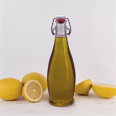 wholesale new design 16 oz Flip top glass bottles 8.5 oz Clear Glass Bottle with Swing Top 1000 ml juice bottle